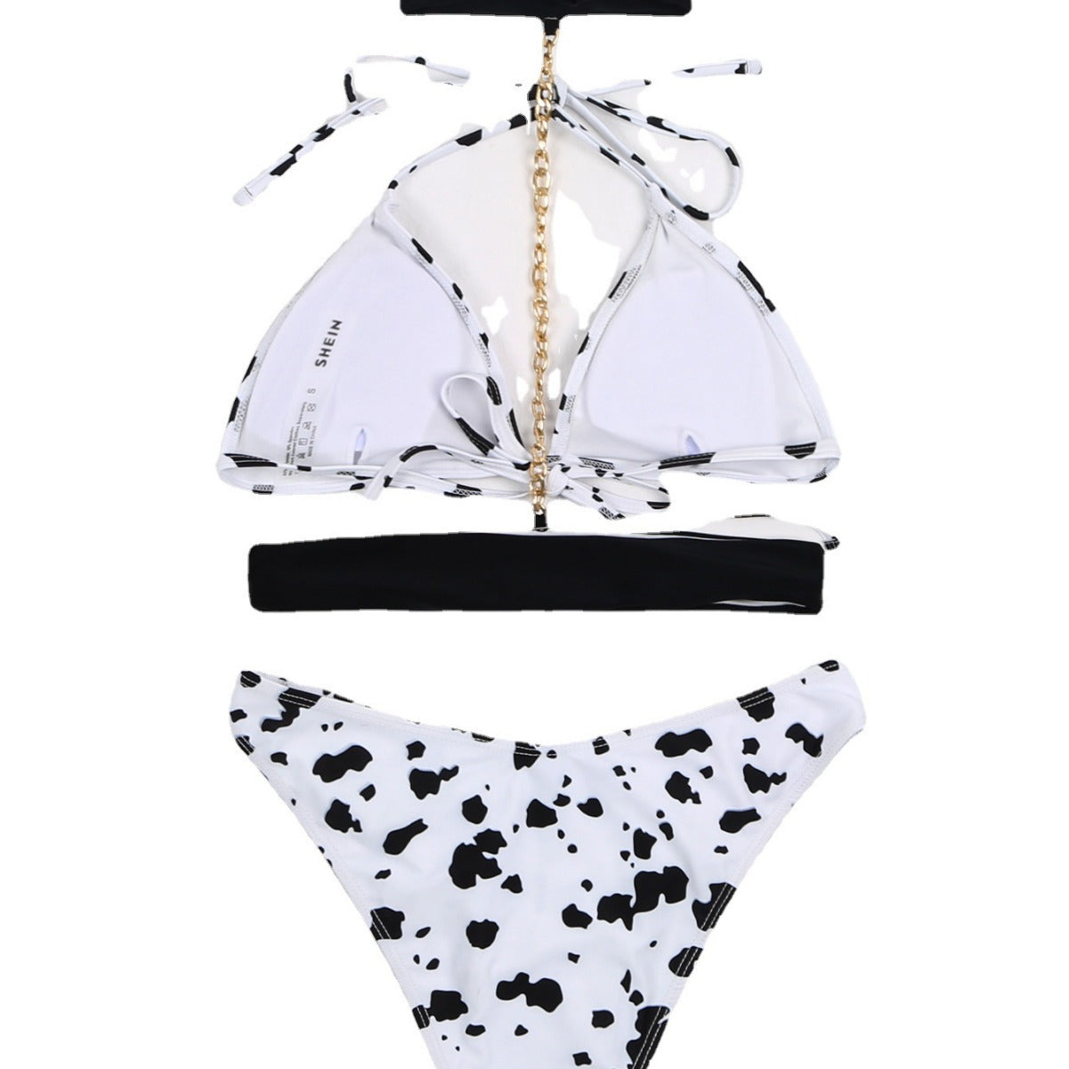 Wholesale Cow Pattern Halter Neck Bikini Waist Chain Neck Chain Bikini